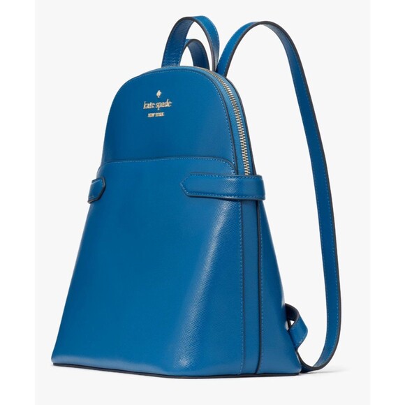 New Kate Spade Staci Saffiano Leather Dome Backpack Sapphire Ice - Picture 4 of 5